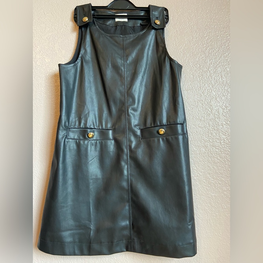 Girls faux leather black dress.